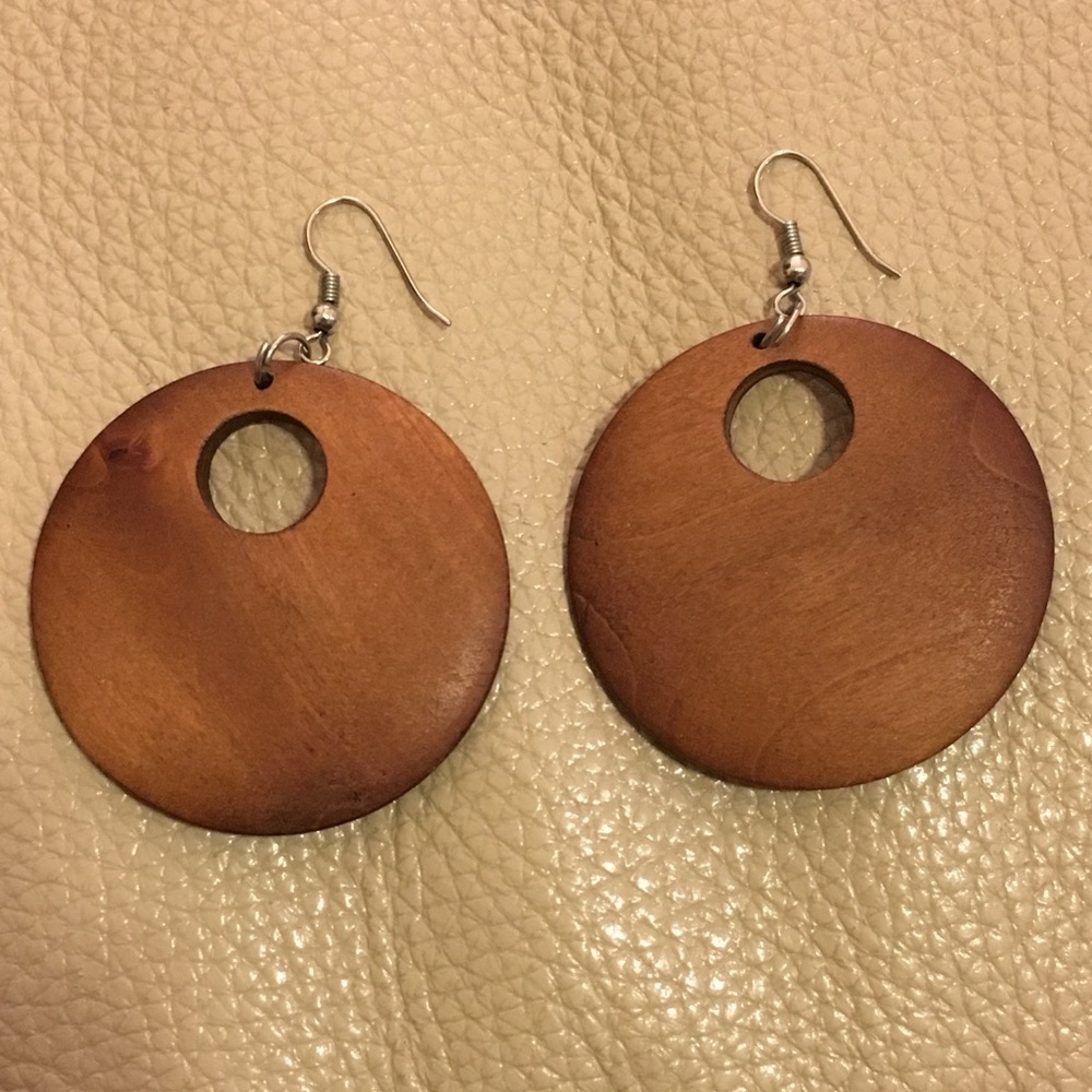 Wooden circle hoop earrings